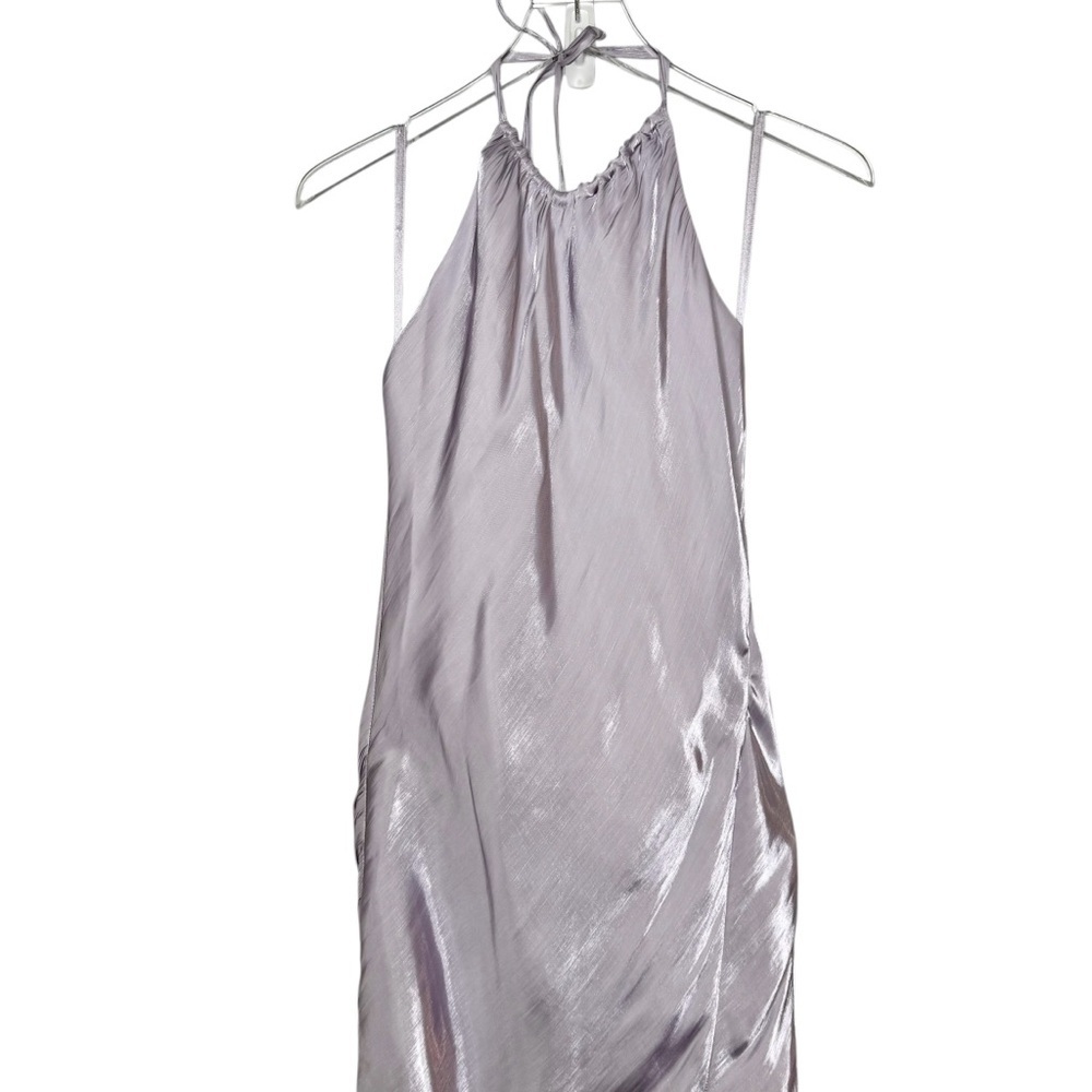 House of Harlow 1960 Lavender Satin Halter Maxi Dress M Lilac Slip Wedding Guest - Picture 3 of 11